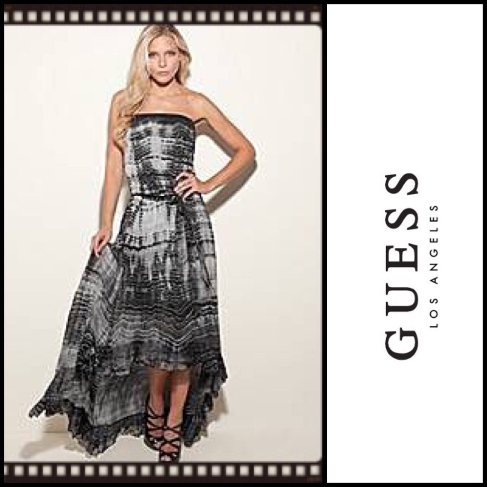 💃 Guess High Low Silk Strapless Maxi Dress 💃